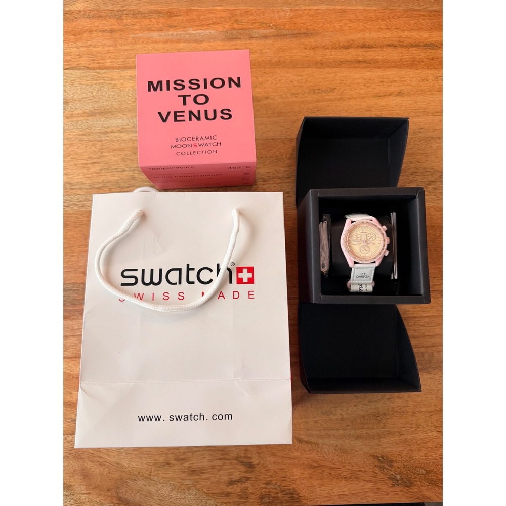 Omega x Swatch MoonSwatch Mission to Venus Pink Bioceramic Watch SO33P100 NIB